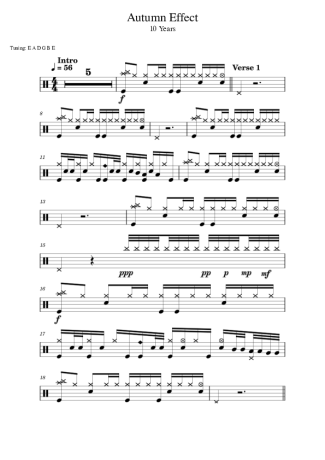 10 Years  score for Drums