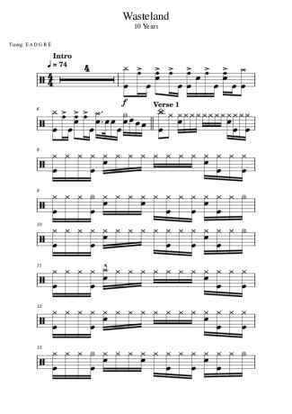 10 Years  score for Drums