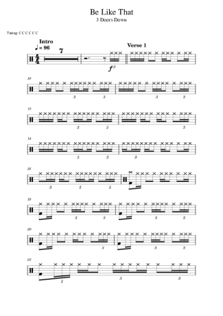 3 Doors Down Be Like That score for Drums
