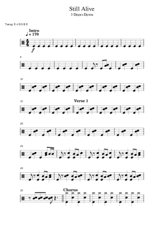3 Doors Down  score for Drums
