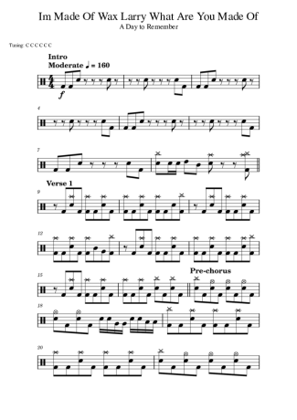 A Day to Remember I´m Made Of Wax Larry What Are You Made Of score for Drums