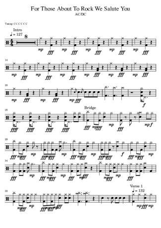 AC/DC For Those About To Rock We Salute You score for Drums
