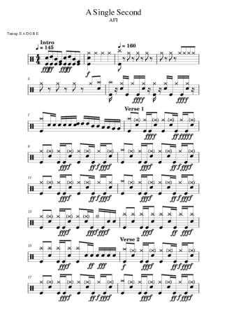 AFI A Single Second score for Drums