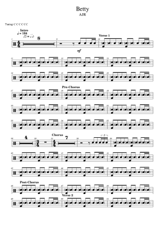 AJR Betty score for Drums