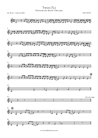 ANAVITÓRIA Trevo (Tu) score for Tenor Saxophone Soprano (Bb)