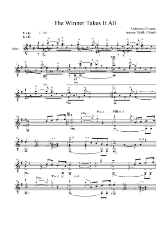 Abba  score for Acoustic Guitar