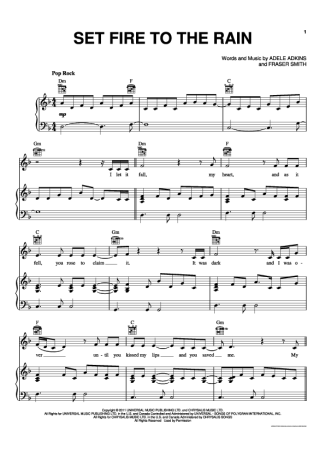 Adele Set Fire To The Rain score for Piano