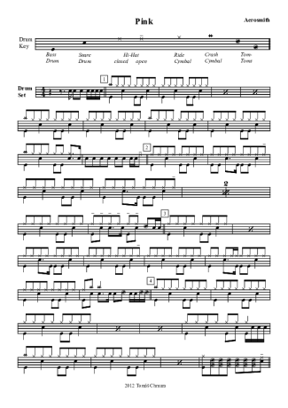 Aerosmith Pink score for Drums
