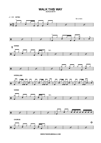 Aerosmith Walk This Way score for Drums