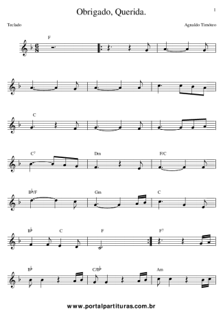 Agnaldo Timóteo Obrigado, Querida. score for Keyboard