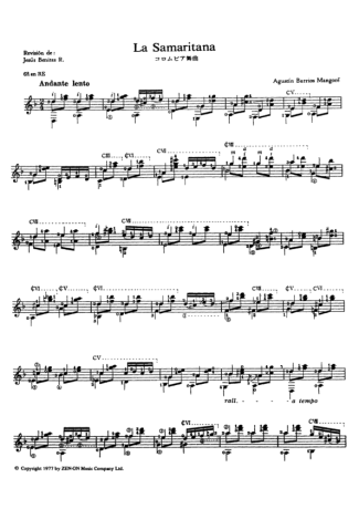 Agustin Barrios La Samaritana score for Acoustic Guitar