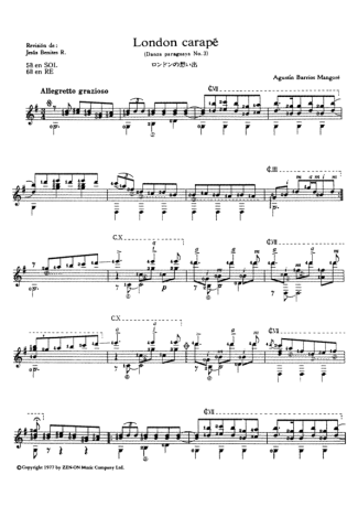 Agustin Barrios London Carapé score for Acoustic Guitar