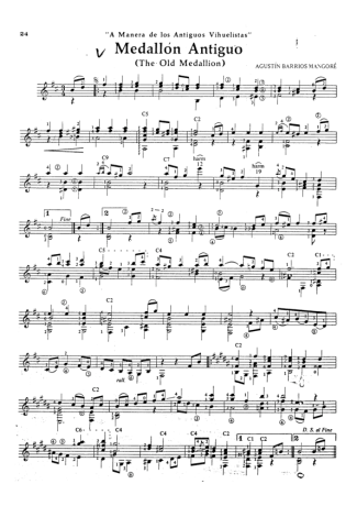 Agustin Barrios Medallón Antiguo score for Acoustic Guitar