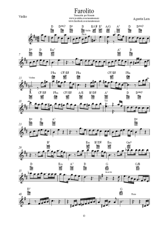 Agustin Lara Farolito score for Acoustic Guitar
