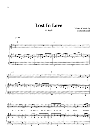 Air Supply Lost In Love score for Piano