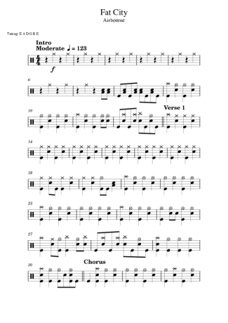 Airbourne Fat City score for Drums