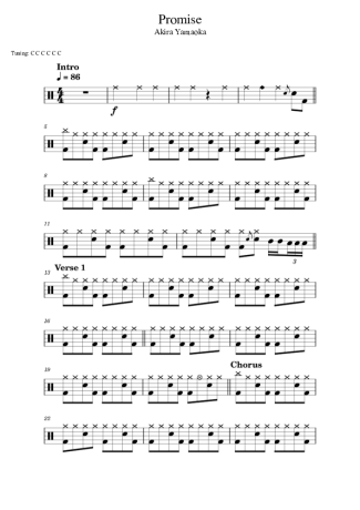 Akira Yamaoka Promise score for Drums