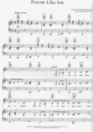 Aladim Friends Like Me score for Piano