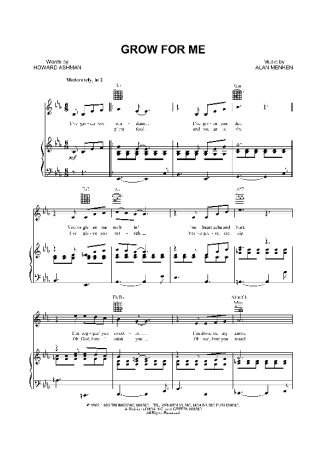 Alan Menken Grow For Me score for Piano