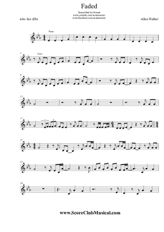 Alan Walker  score for Alto Saxophone