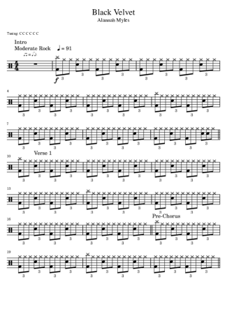 Alannah Myles Black Velvet score for Drums