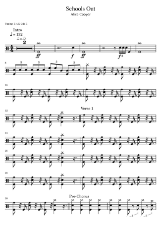 Alice Cooper School_s Out score for Drums