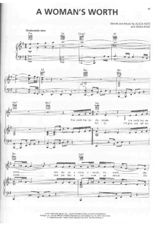 Alicia Keys A Womans Worth score for Piano