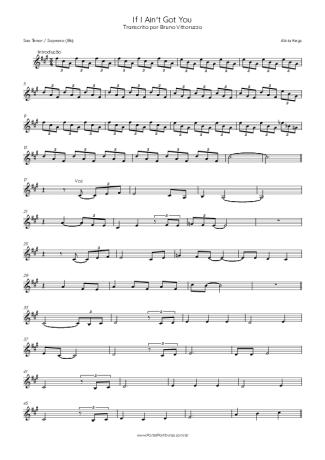 Alicia Keys  score for Tenor Saxophone Soprano (Bb)