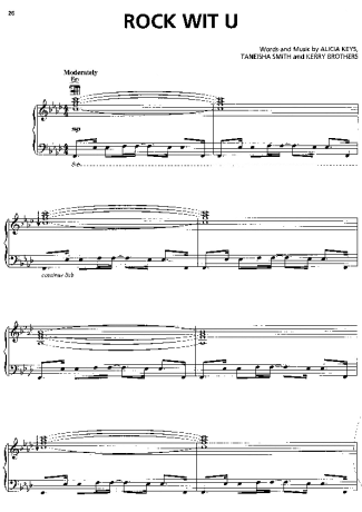 Alicia Keys Rock Wit U score for Piano
