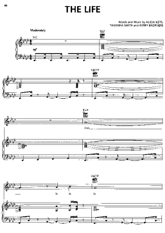Alicia Keys The Life score for Piano