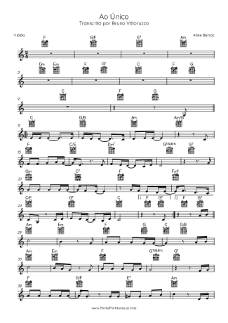 Aline Barros  score for Acoustic Guitar