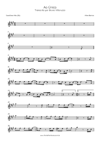 Aline Barros  score for Alto Saxophone