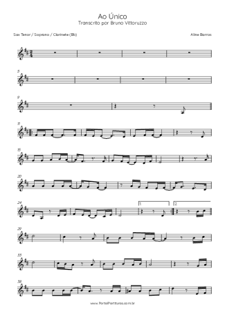 Aline Barros  score for Clarinet (Bb)