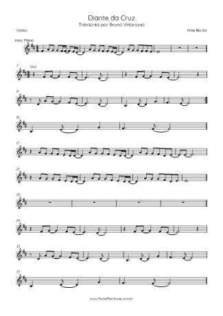 Aline Barros Diante Da Cruz score for Violin