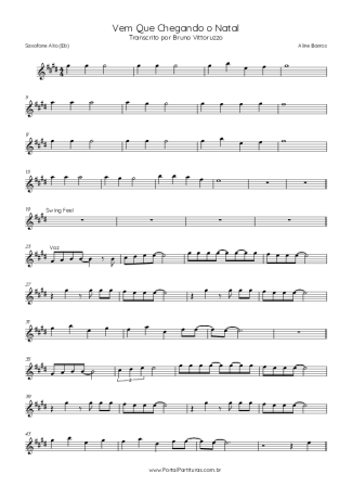 Aline Barros Vem Que Chegando O Natal score for Alto Saxophone