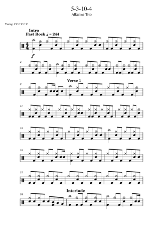 Alkaline Trio 5.3.10.4 score for Drums