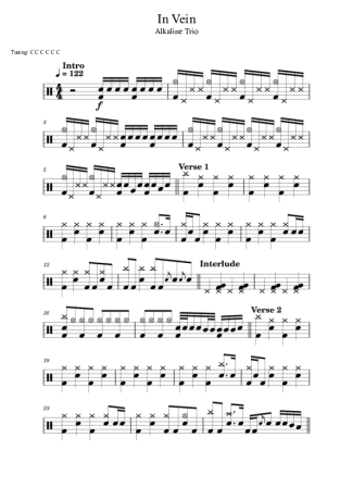 Alkaline Trio In Vein score for Drums