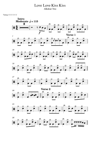 Alkaline Trio Love Love Kiss Kiss score for Drums