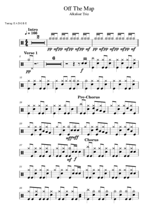 Alkaline Trio Off The Map score for Drums