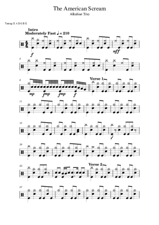 Alkaline Trio The American Scream score for Drums