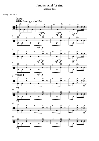 Alkaline Trio Trucks And Trains score for Drums