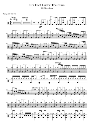 All Time Low Six Feet Under The Stars score for Drums