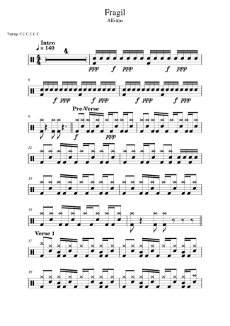 Allison Fragil score for Drums