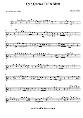 Altemar Dutra Que Queres Tu De Mim score for Alto Saxophone