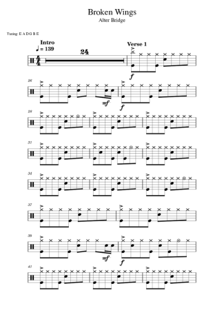 Alter Bridge Broken Wings score for Drums