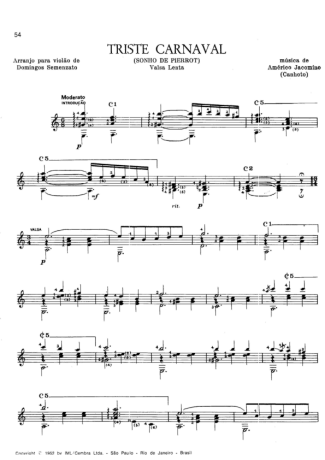 Américo Jacomino Triste Carnaval score for Acoustic Guitar