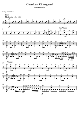 Amon Amarth Guardians Of Asgaard score for Drums