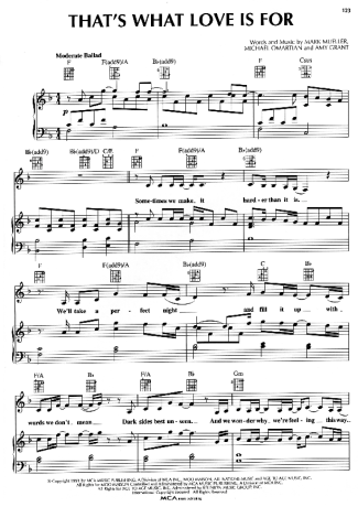 Amy Grant That's What Love Is For score for Piano