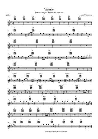 Amy Winehouse Valerie score for Acoustic Guitar