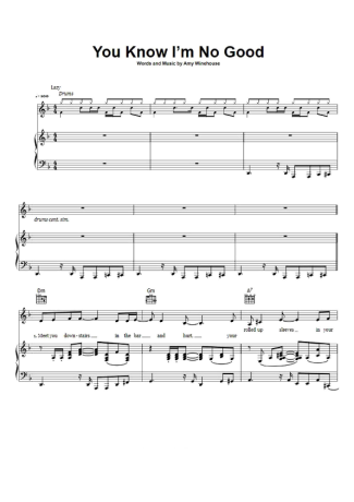 Amy Winehouse You Know Im No Good score for Piano